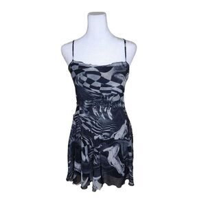 Urban Outfitters Moxie Mesh Mini Strappy Slip Dress Womens XS Gray